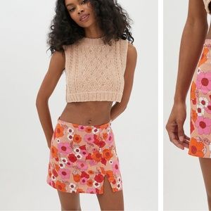 Rose Notched Pelmet Mini Skirt